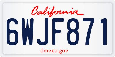 CA license plate 6WJF871