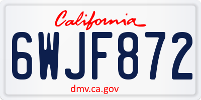 CA license plate 6WJF872