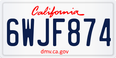 CA license plate 6WJF874