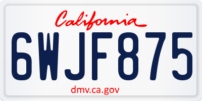 CA license plate 6WJF875