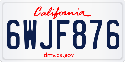 CA license plate 6WJF876