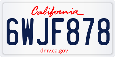 CA license plate 6WJF878