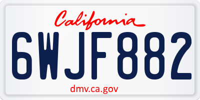 CA license plate 6WJF882