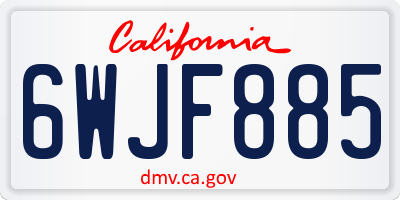 CA license plate 6WJF885