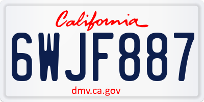 CA license plate 6WJF887