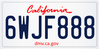 CA license plate 6WJF888
