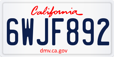 CA license plate 6WJF892