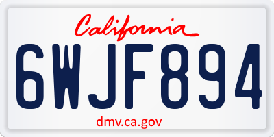 CA license plate 6WJF894