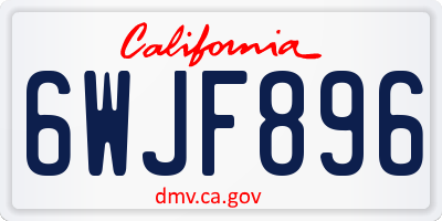 CA license plate 6WJF896