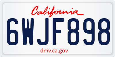 CA license plate 6WJF898