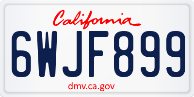 CA license plate 6WJF899