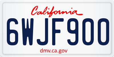 CA license plate 6WJF900