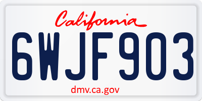 CA license plate 6WJF903