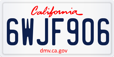 CA license plate 6WJF906