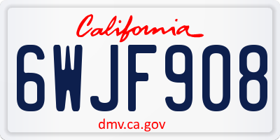 CA license plate 6WJF908