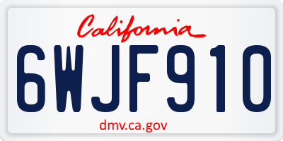 CA license plate 6WJF910