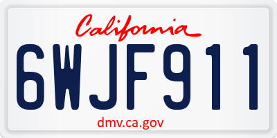 CA license plate 6WJF911