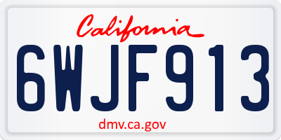 CA license plate 6WJF913