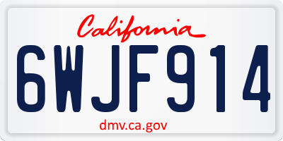 CA license plate 6WJF914