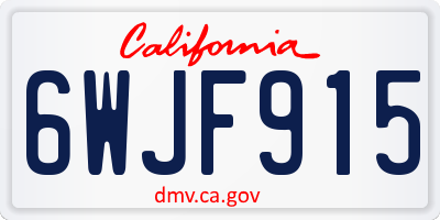 CA license plate 6WJF915