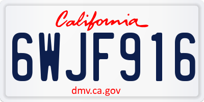 CA license plate 6WJF916
