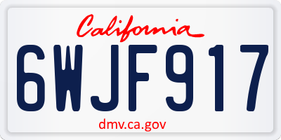 CA license plate 6WJF917