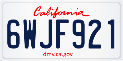 CA license plate 6WJF921