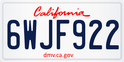CA license plate 6WJF922