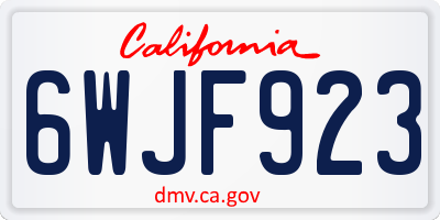 CA license plate 6WJF923
