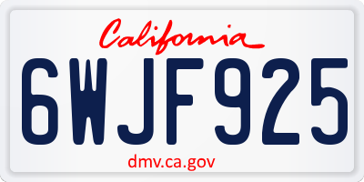 CA license plate 6WJF925
