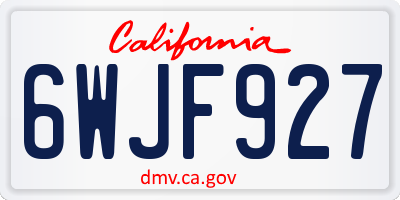 CA license plate 6WJF927
