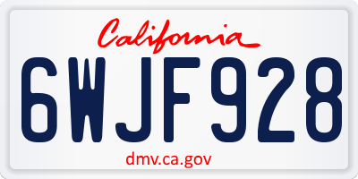 CA license plate 6WJF928