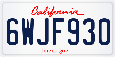 CA license plate 6WJF930