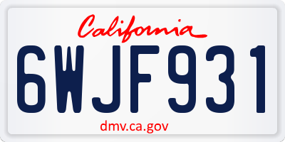 CA license plate 6WJF931