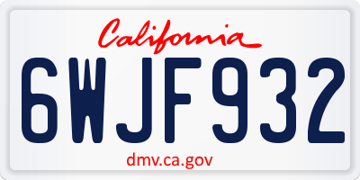 CA license plate 6WJF932