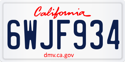 CA license plate 6WJF934