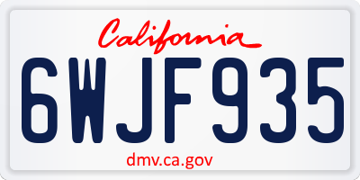 CA license plate 6WJF935