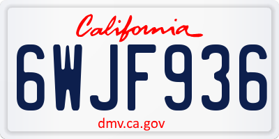 CA license plate 6WJF936
