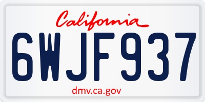 CA license plate 6WJF937