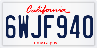 CA license plate 6WJF940