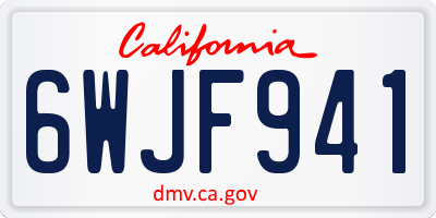 CA license plate 6WJF941