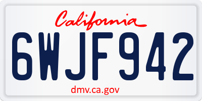 CA license plate 6WJF942