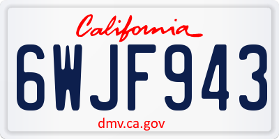 CA license plate 6WJF943