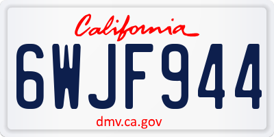 CA license plate 6WJF944