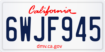 CA license plate 6WJF945