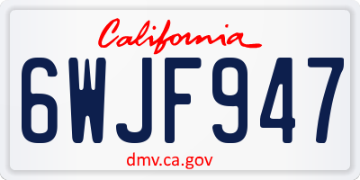 CA license plate 6WJF947