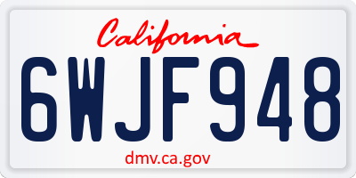 CA license plate 6WJF948