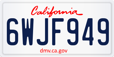 CA license plate 6WJF949