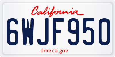 CA license plate 6WJF950
