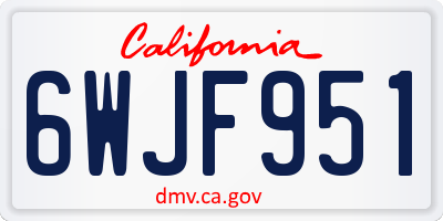 CA license plate 6WJF951